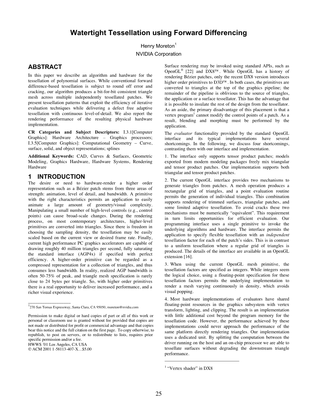 Watertight Tessellation with Forward Differencing