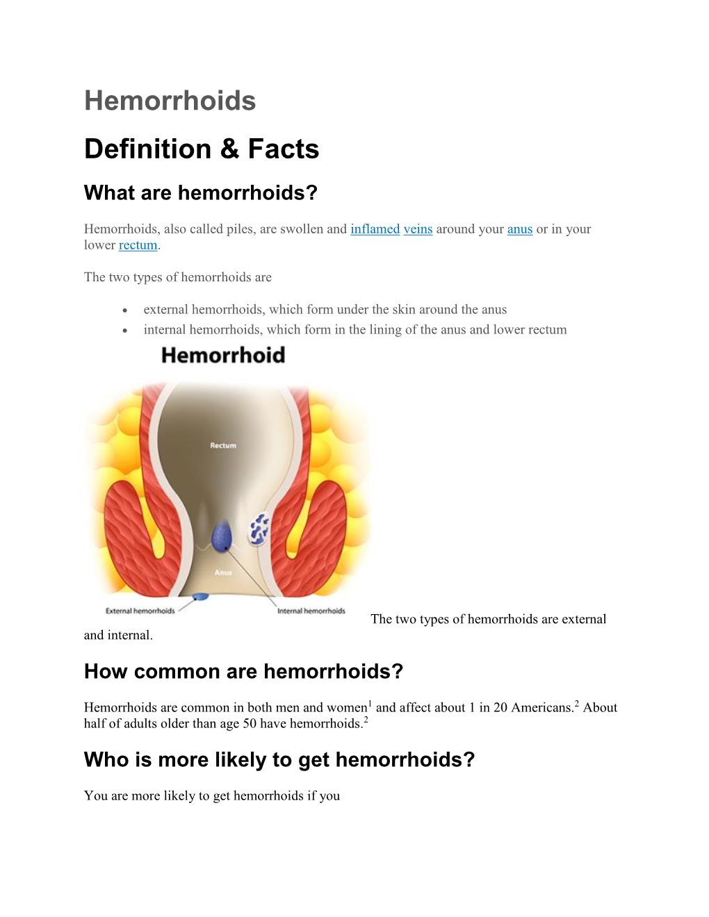 Hemorrhoids Definition & Facts