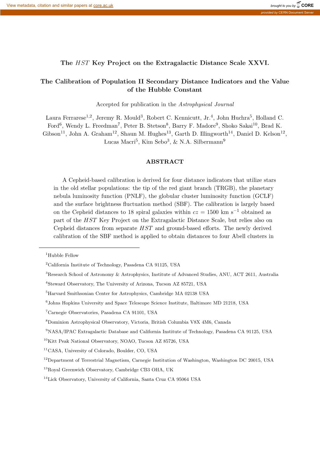 The HST Key Project on the Extragalactic Distance Scale XXVI