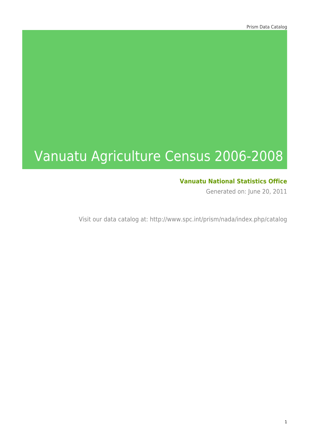 Vanuatu Agriculture Census 2006-2008