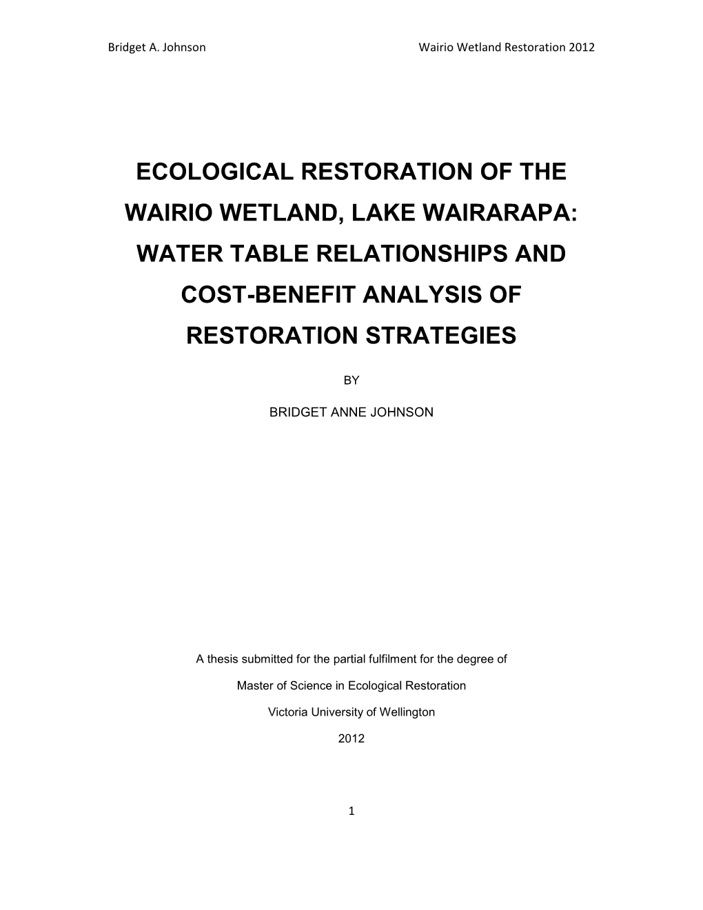 Wetland Restoration 2012