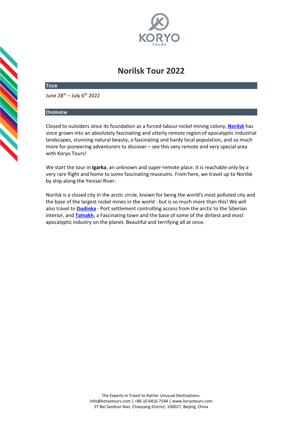 Norilsk Tour 2022