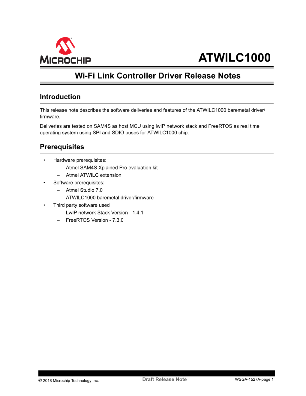 Wi-Fi Link Controller Driver Release Notes