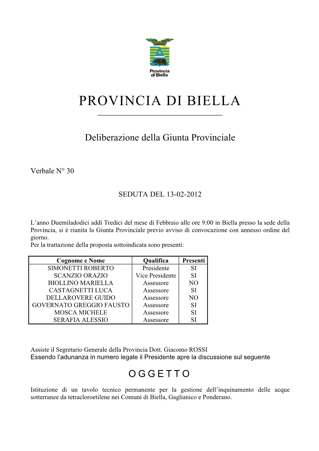 Provincia Di Biella ______