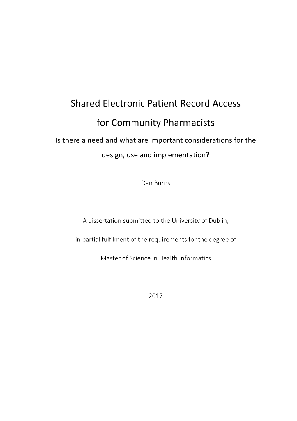 Shared Electronic Patient Record Access for Community Pharmacists