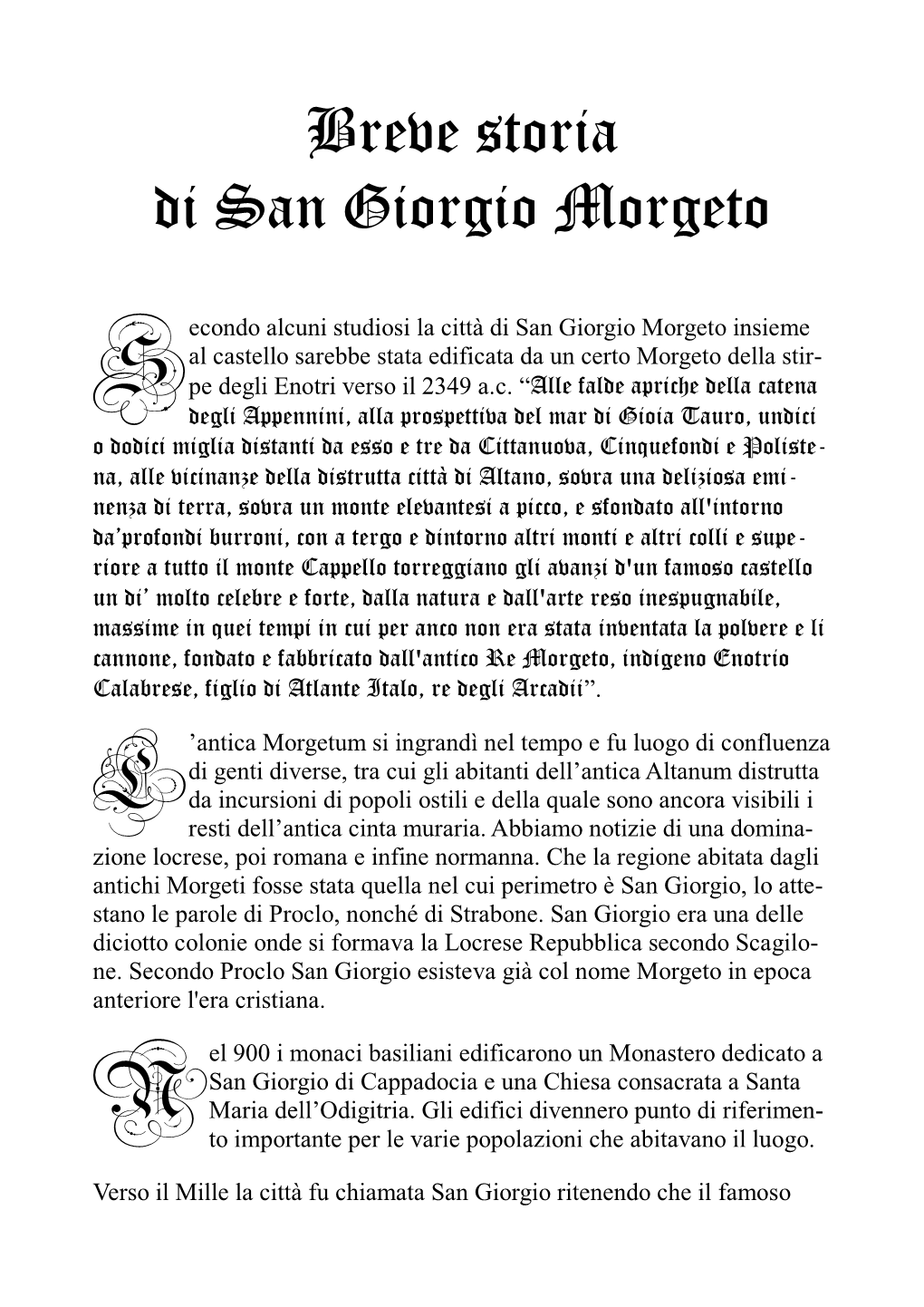 Breve Storia Di San Giorgio Morgeto