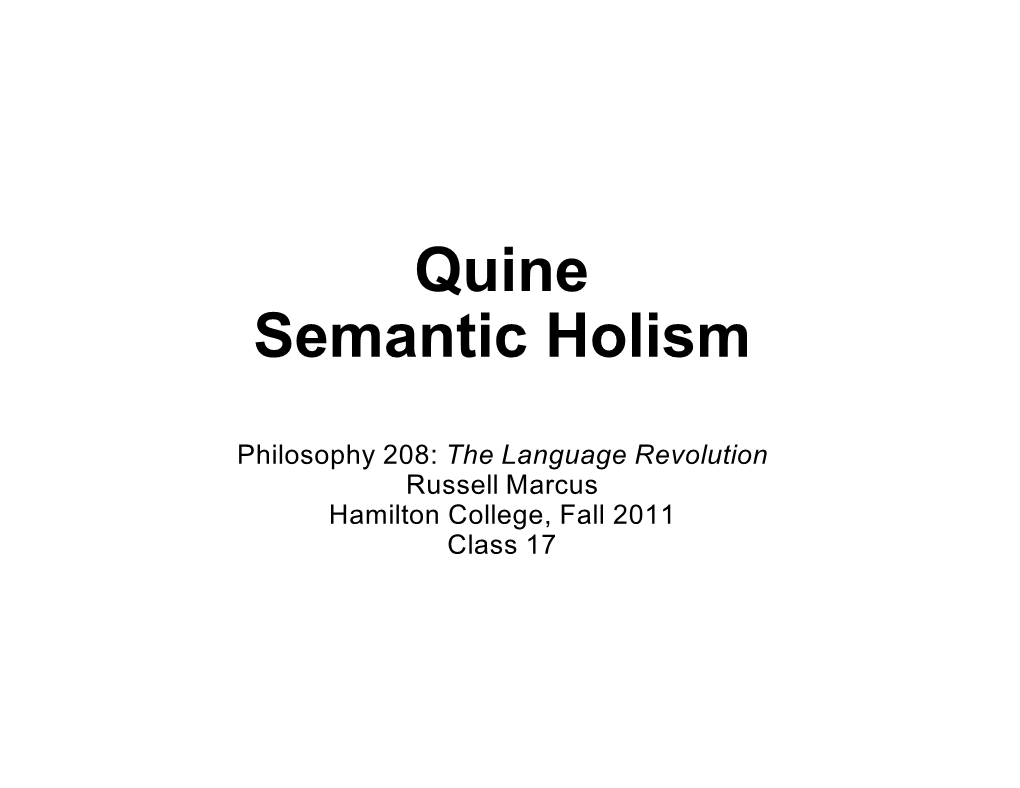 Quine Semantic Holism