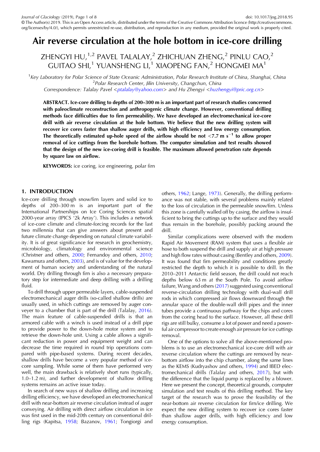 Air Reverse Circulation at the Hole Bottom in Ice-Core Drilling