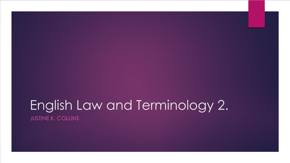 English Law and Terminology