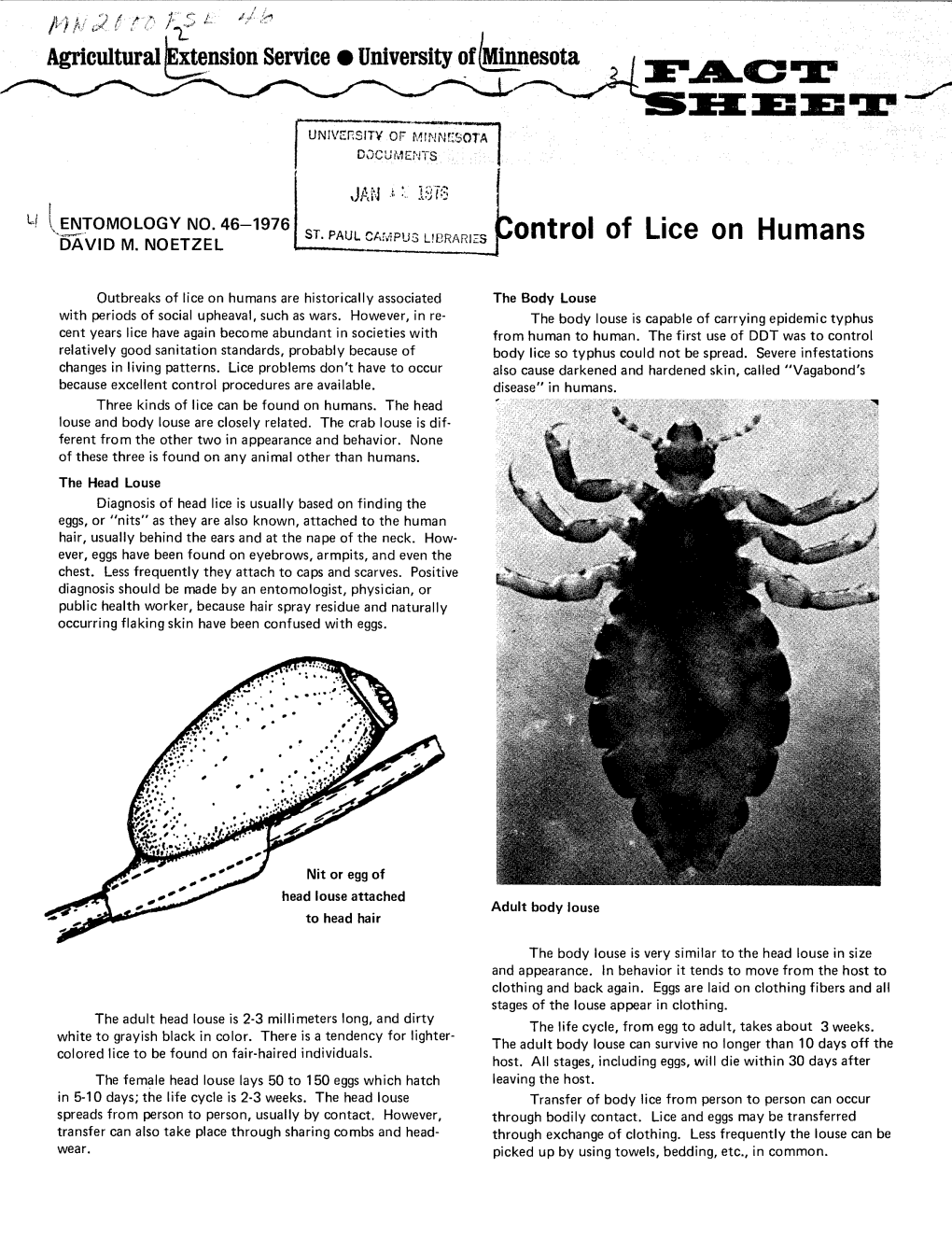 Ic; ( L-F L :Ontrol of Lice on Humans