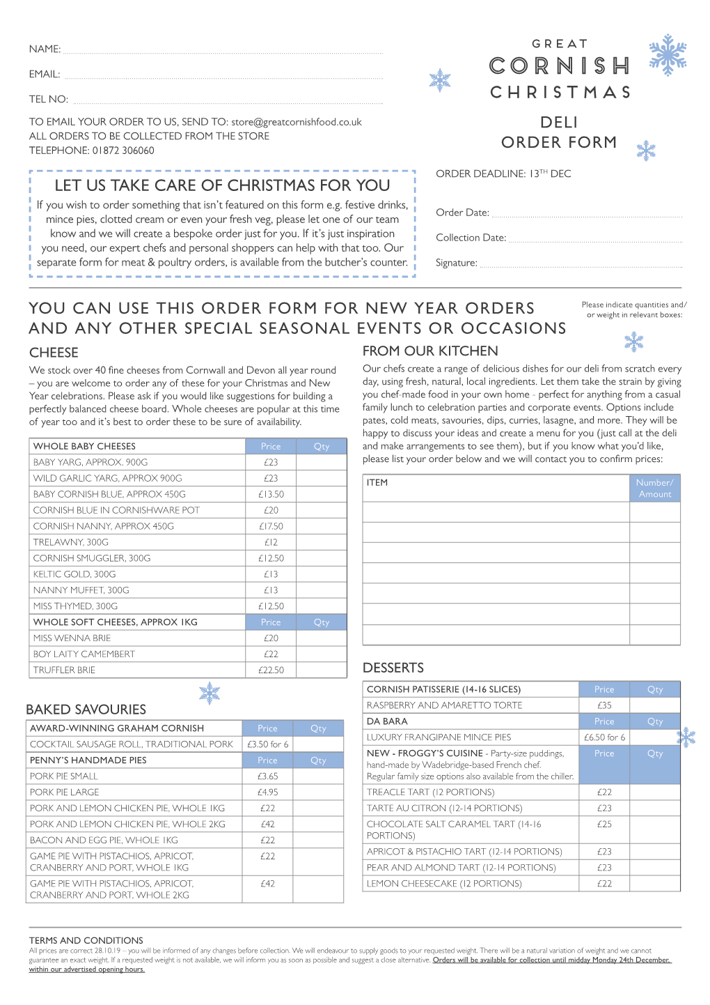 Deli Order Form Christmas You