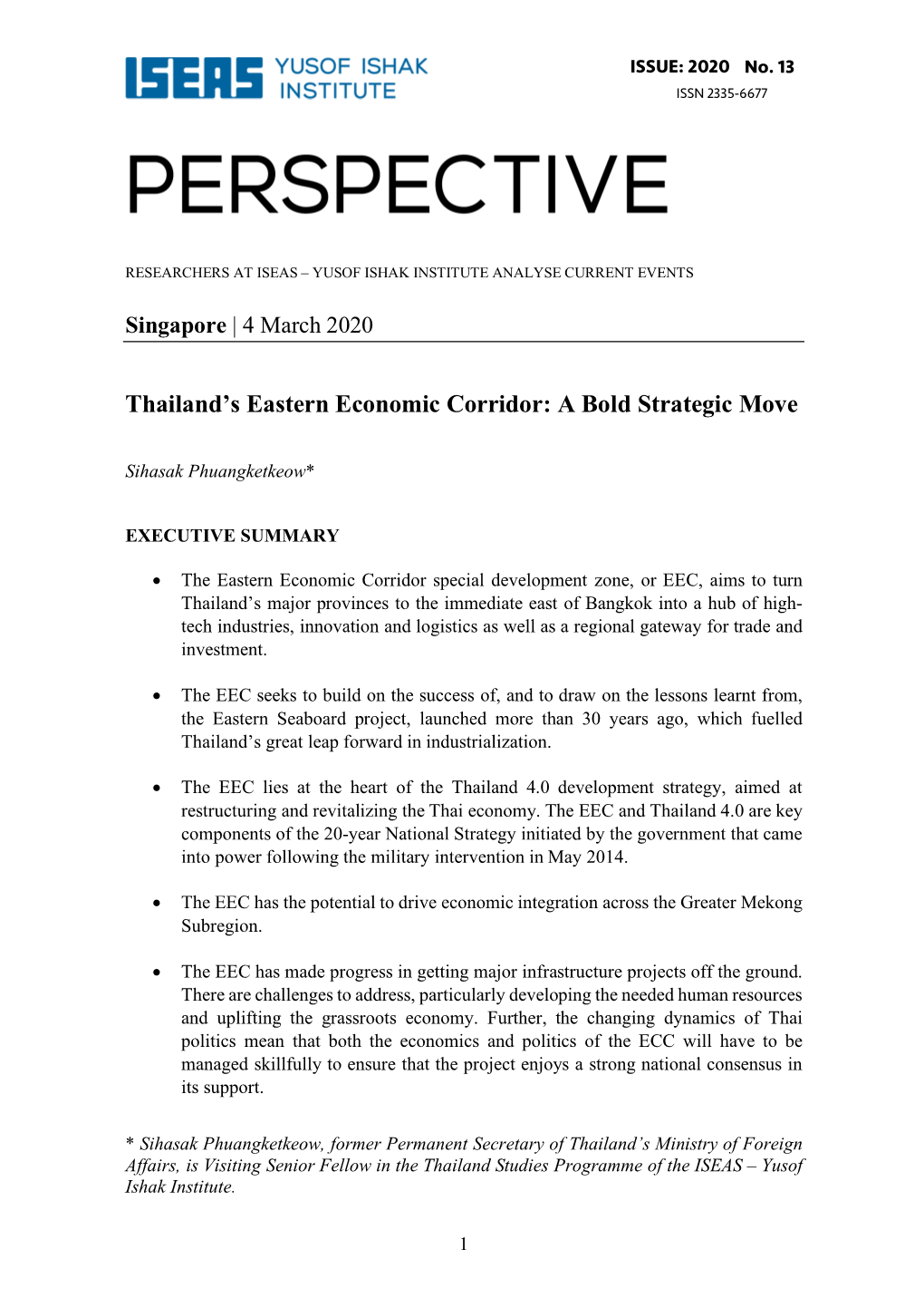 Thailand's Eastern Economic Corridor: a Bold Strategic Move