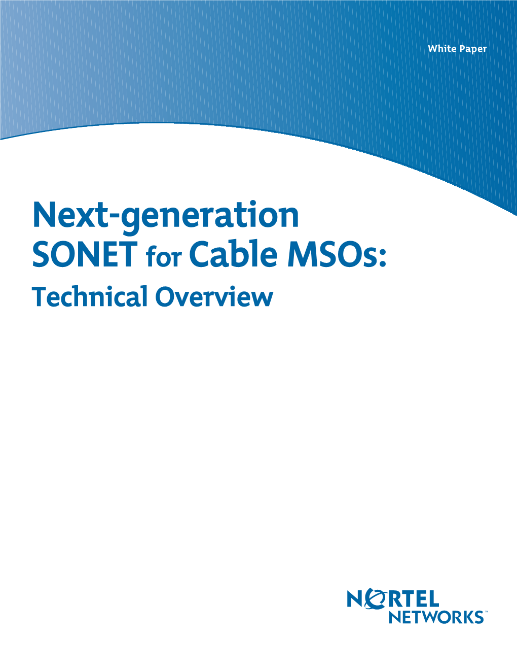 Next-Generation SONET for Cable Msos
