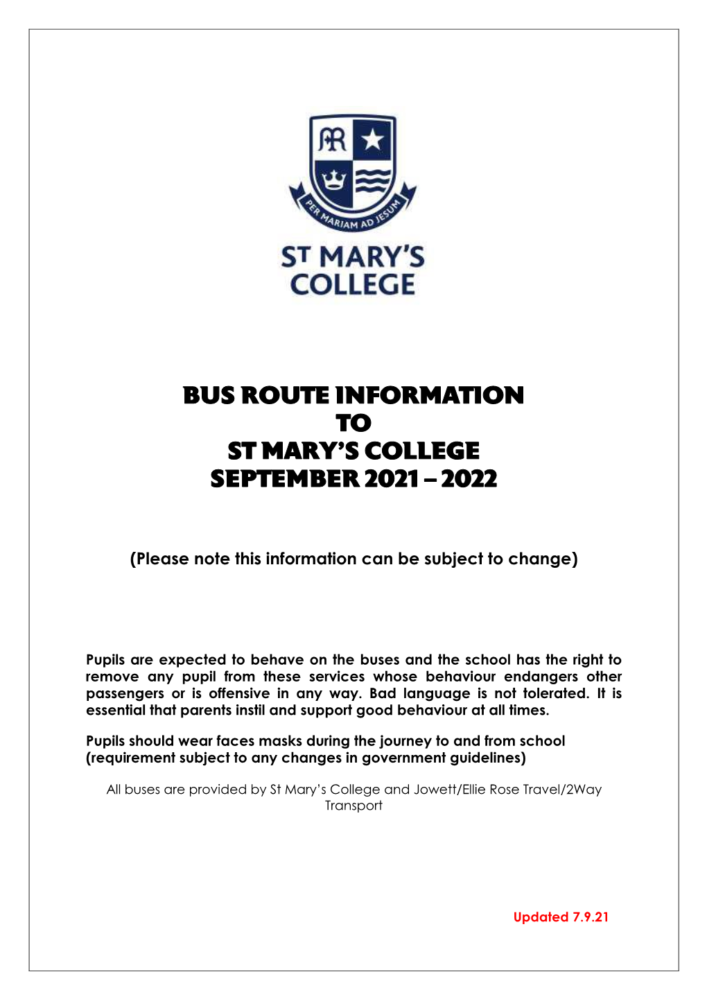 Bus Route Booklet 2021-22 (Sept2021update)