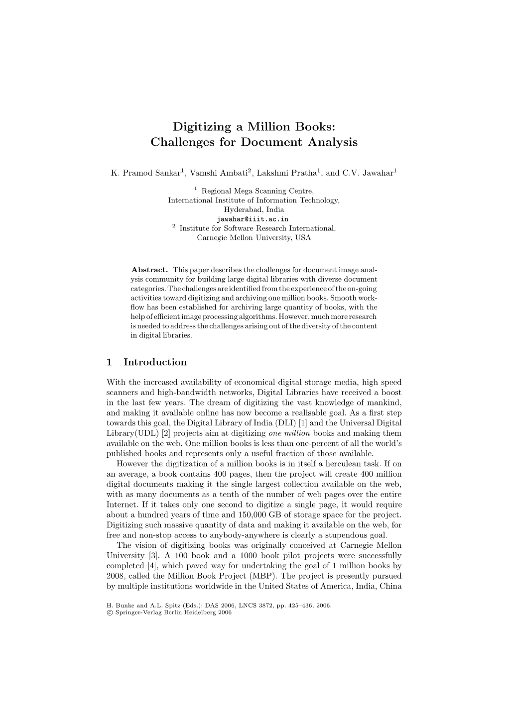 Digitizing a Million Books: Challenges for Document Analysis