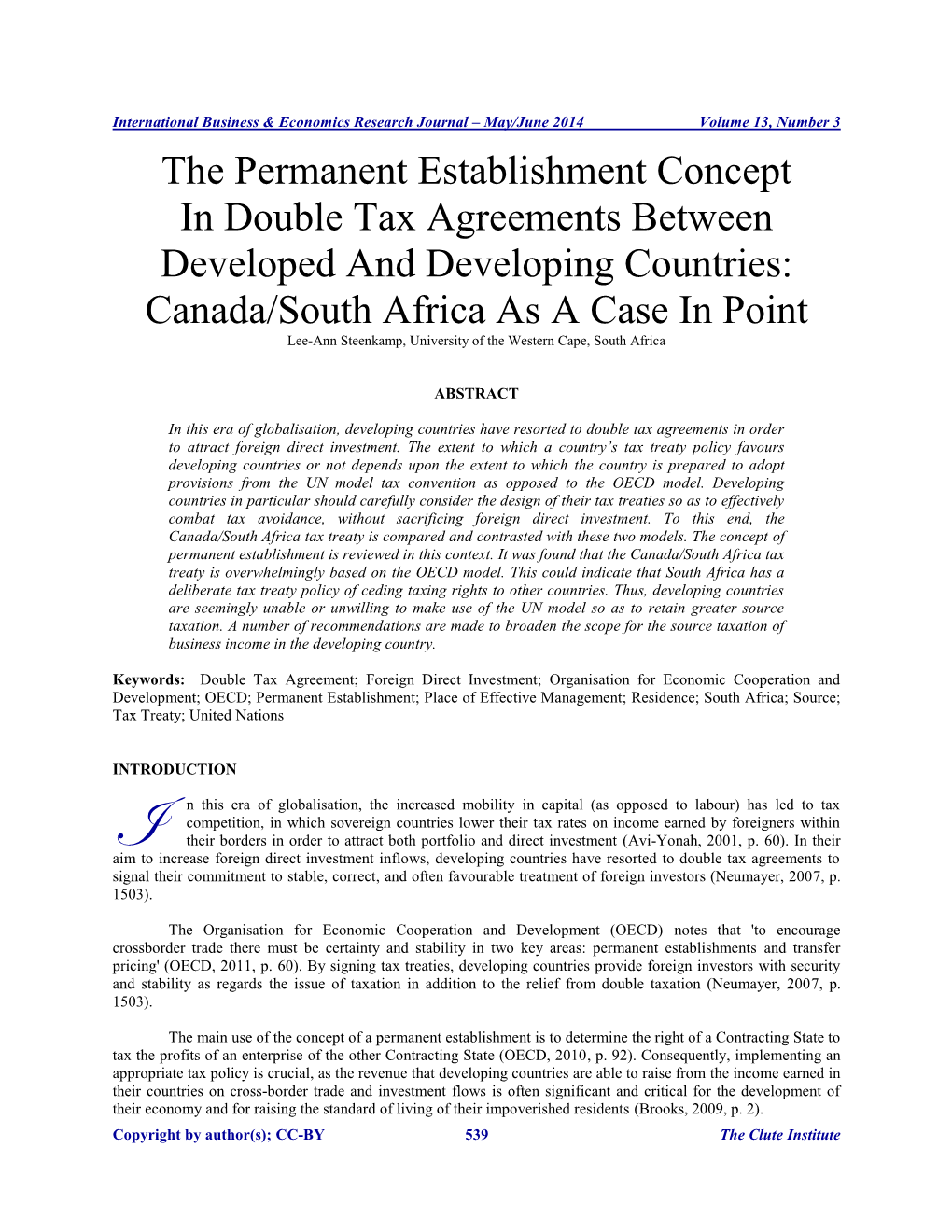 The Permanent Establishment Concept in Double Tax Agreements