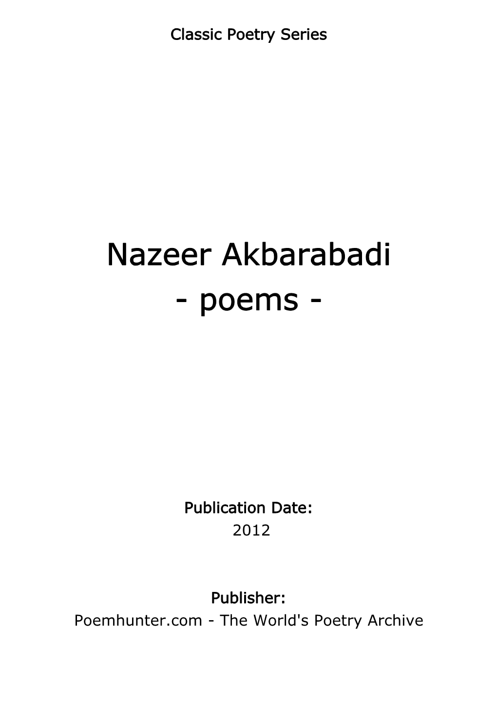 Nazeer Akbarabadi - Poems