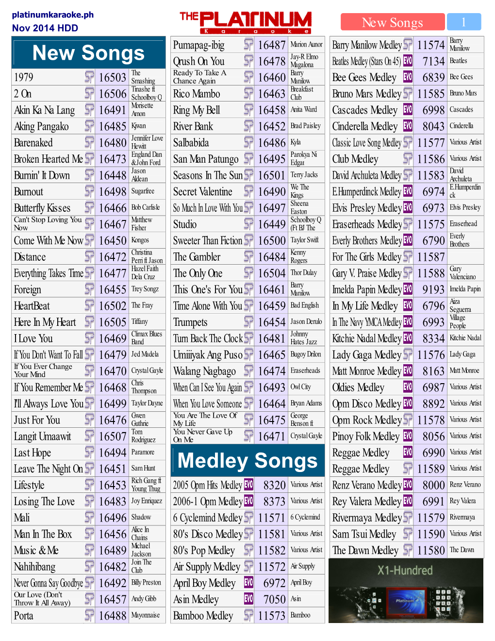 New Songs Medley Songs