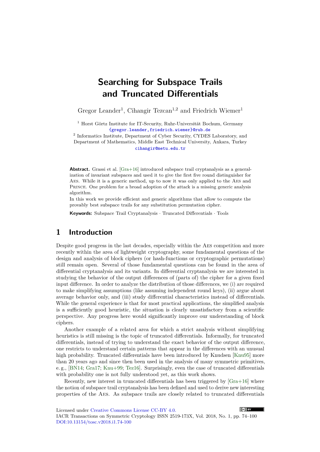 Searching for Subspace Trails and Truncated Differentials