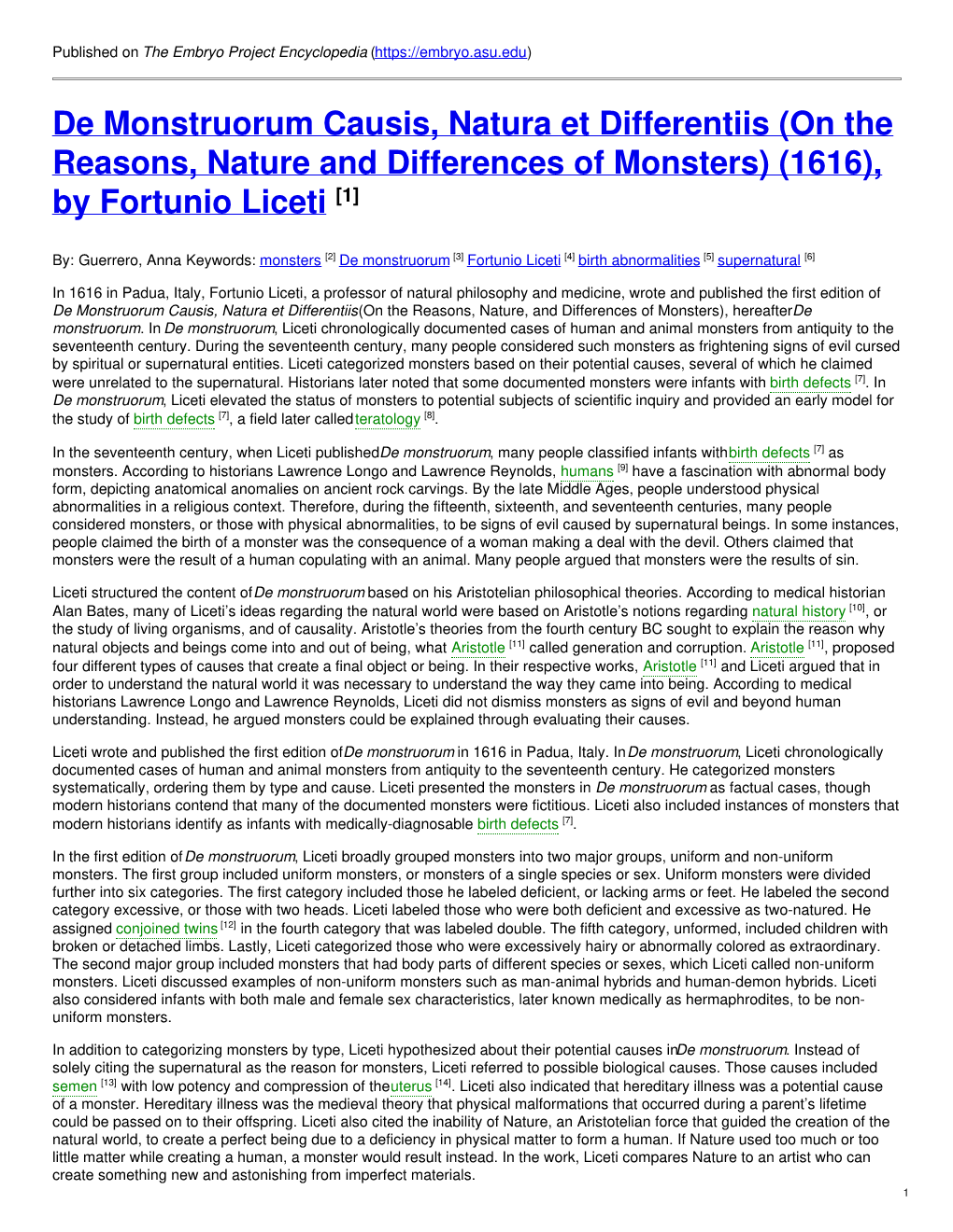 De Monstruorum Causis, Natura Et Differentiis (On the Reasons, Nature and Differences of Monsters) (1616), by Fortunio Liceti [1]