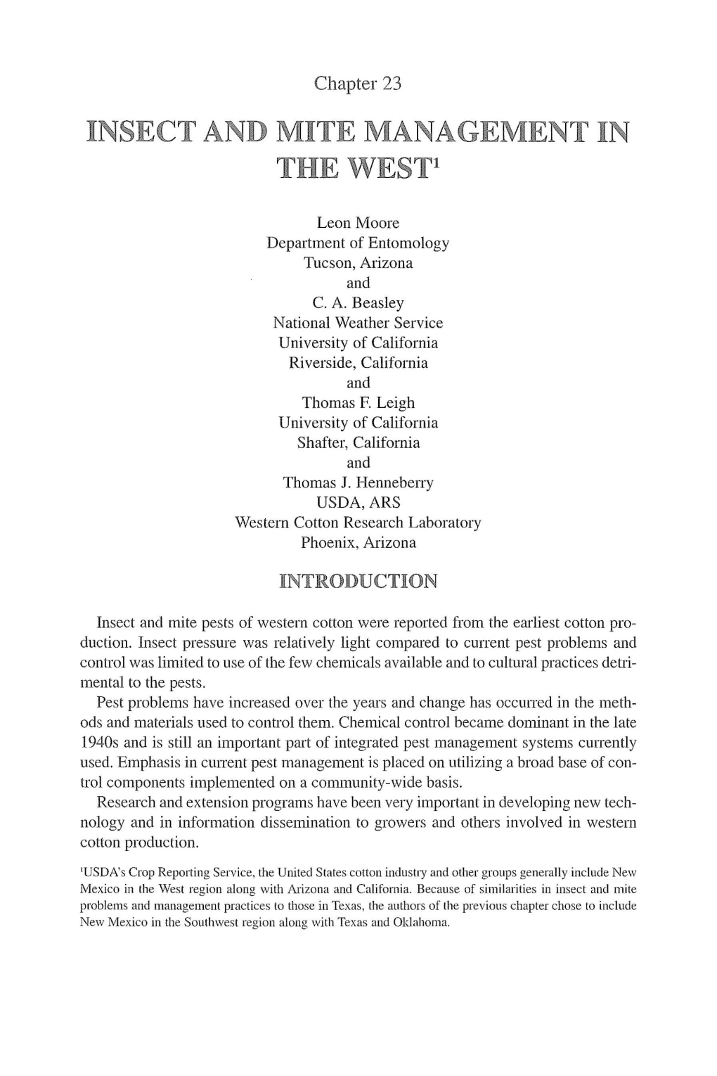 Chapter 23 INSECT and MITE MANAGEMENT in the WEST1