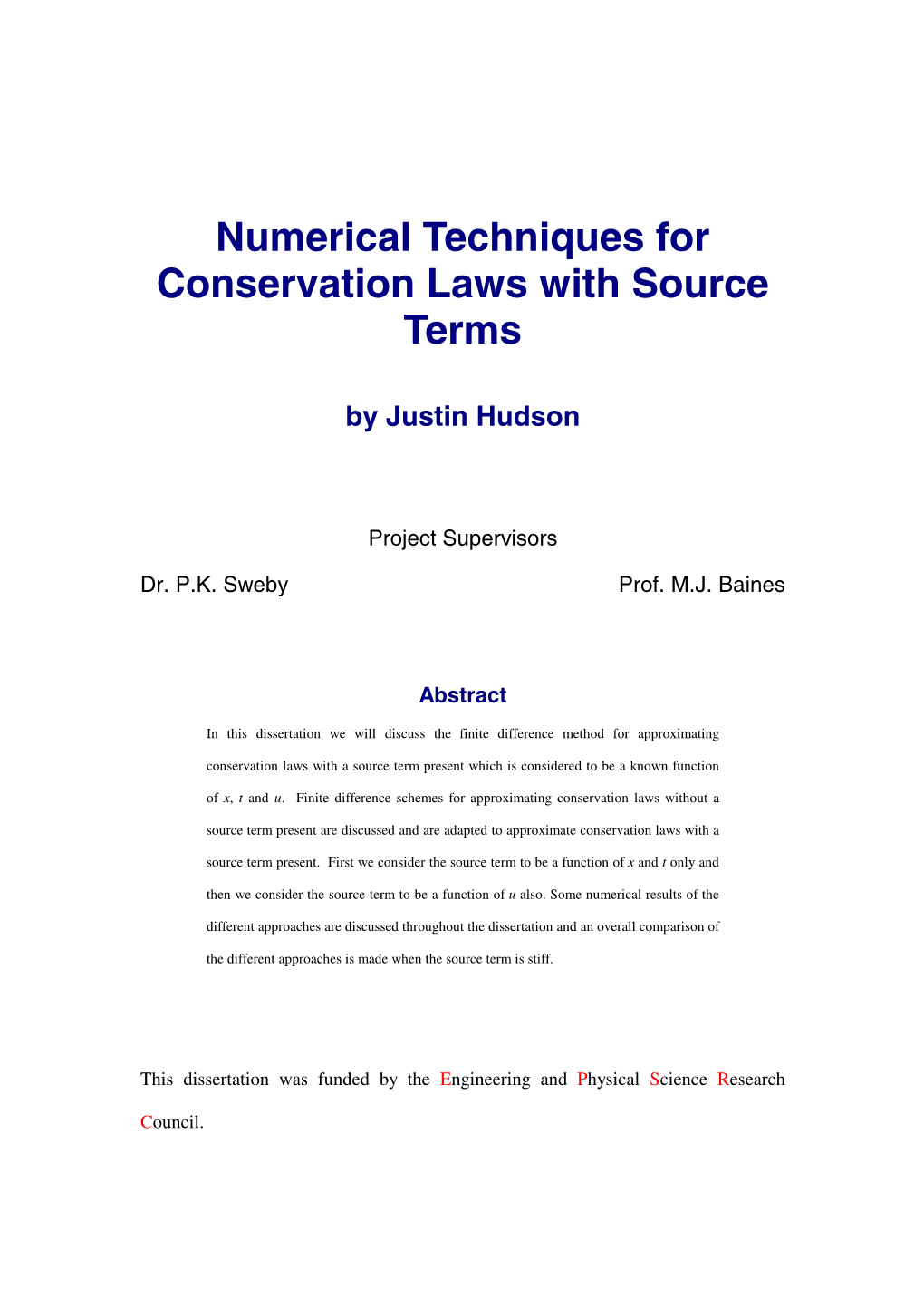 Numerical Techniques for Conservation Laws with Source Terms