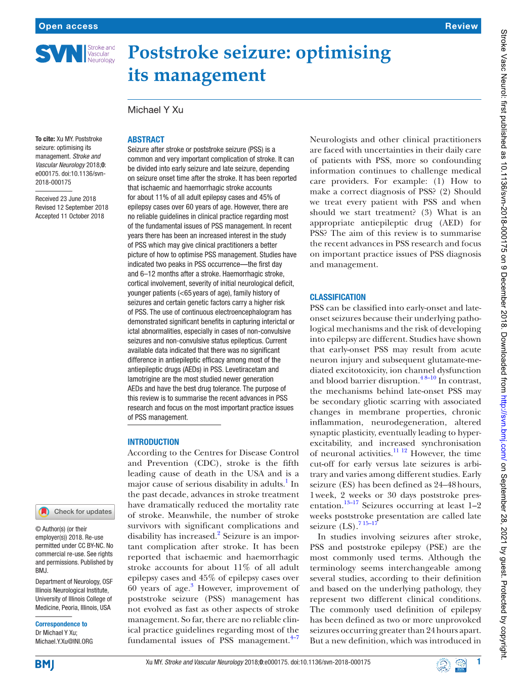 Poststroke Seizure: Optimising Its Management