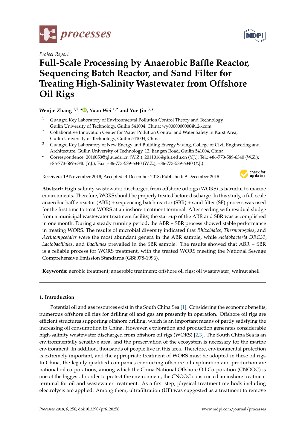 Full-Scale Processing by Anaerobic Baffle Reactor, Sequencing Batch