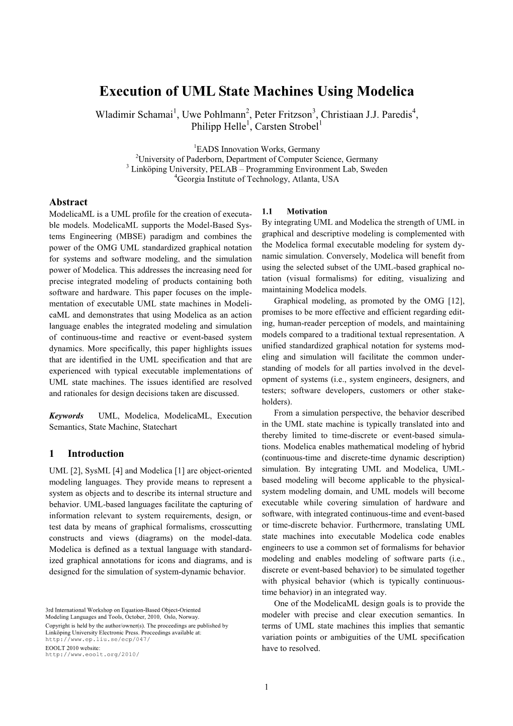 Execution of UML State Machines Using Modelica