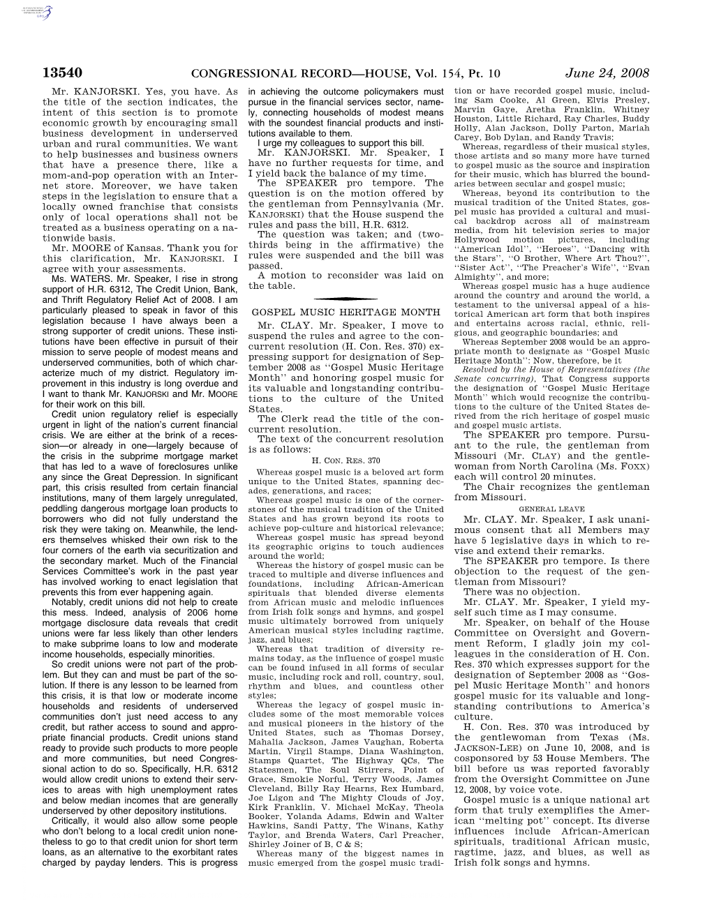 CONGRESSIONAL RECORD—HOUSE, Vol. 154, Pt. 10 June 24, 2008 Mr