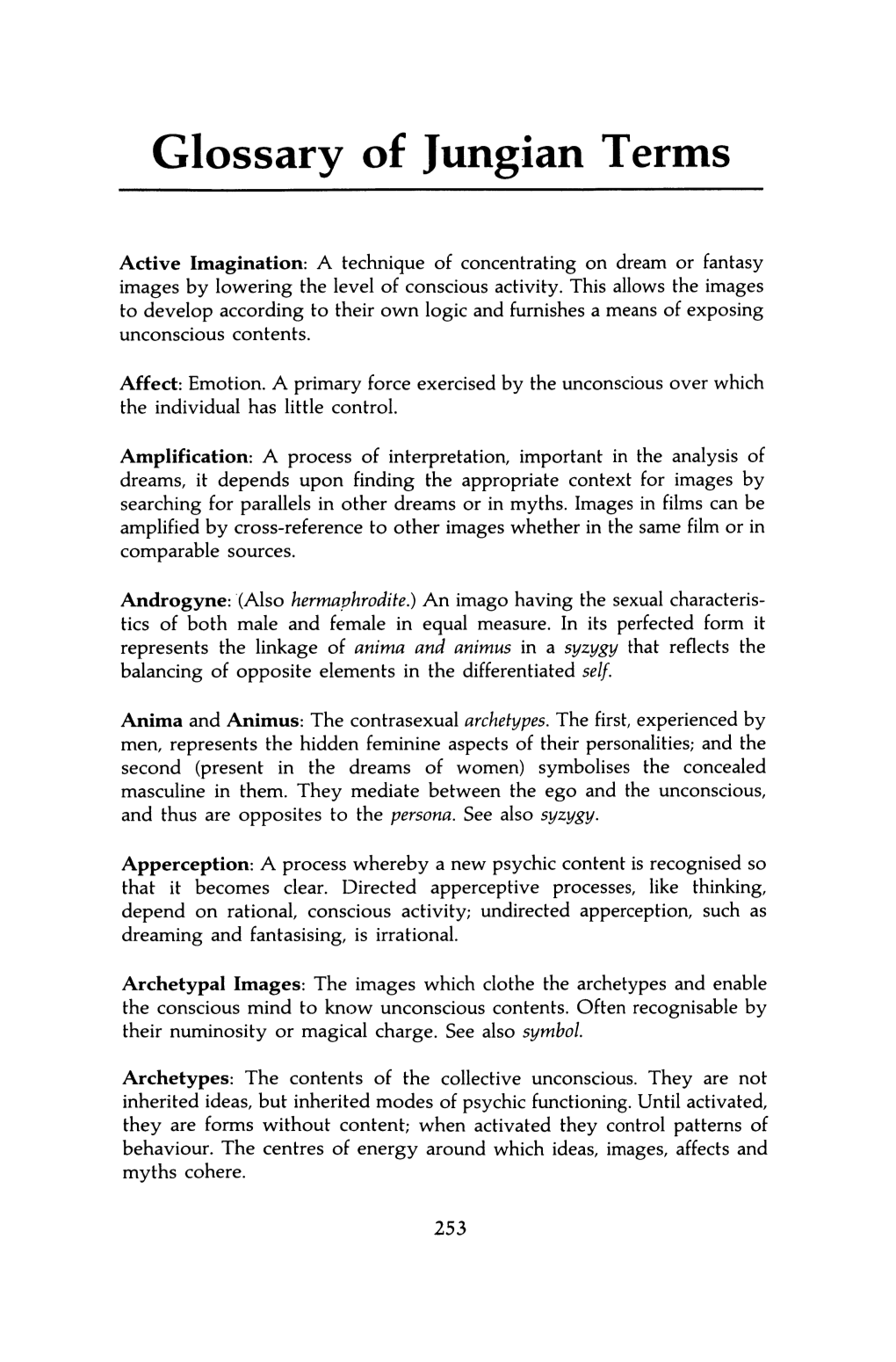 Glossary of Jungian Terms