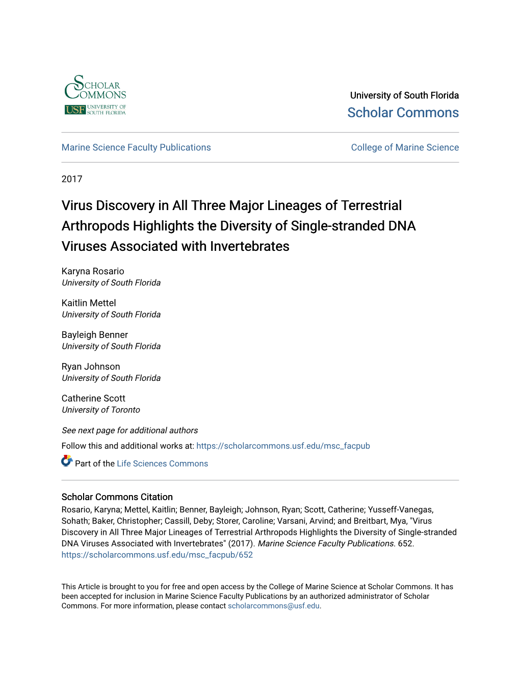 Virus Discovery in All Three Major Lineages of Terrestrial Arthropods Highlights the Diversity of Single-Stranded DNA Viruses Associated with Invertebrates