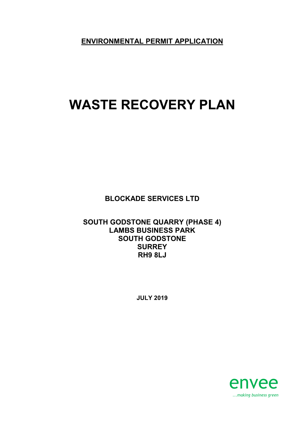 Waste Recovery Plan