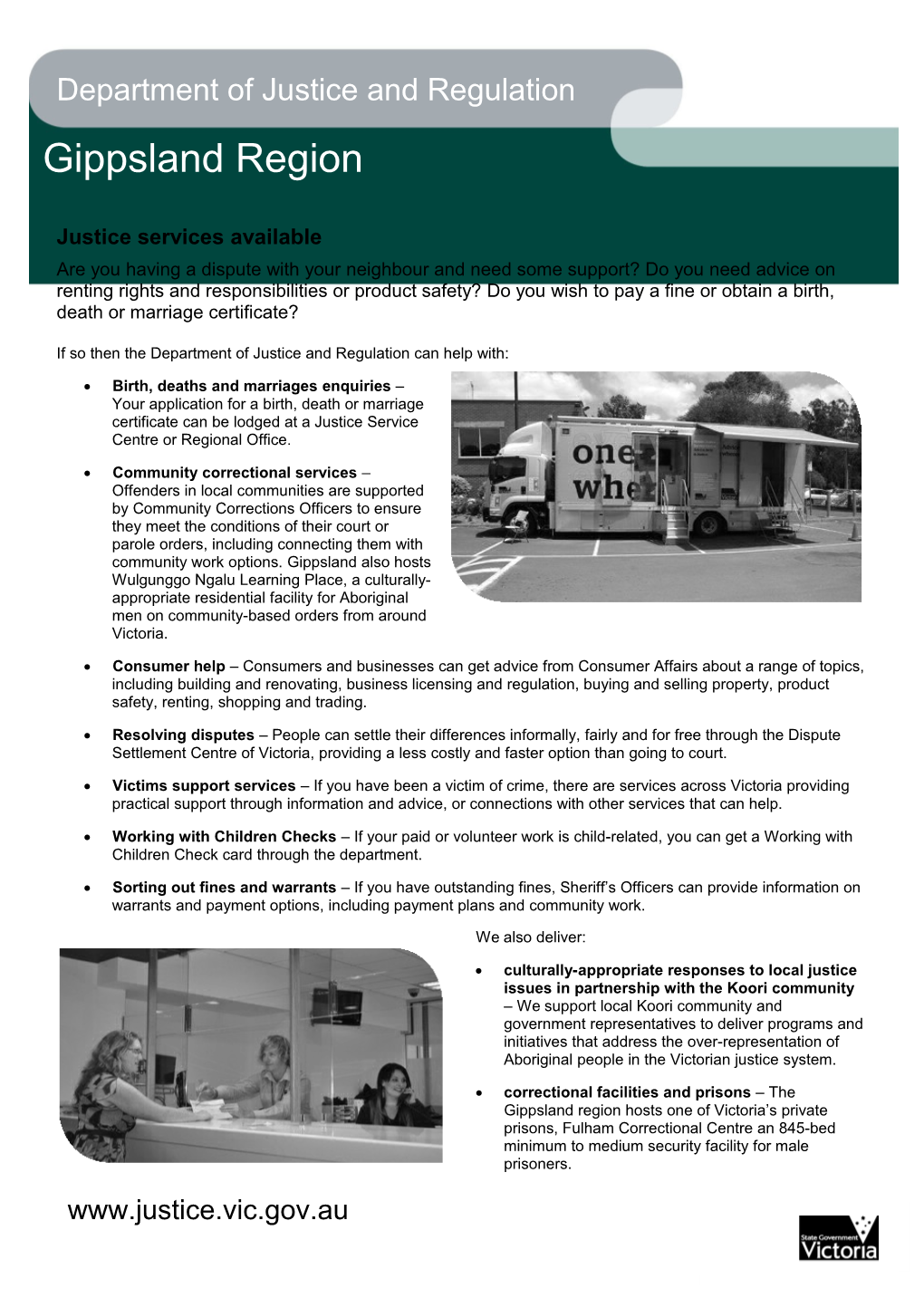 Gippsland Services Factsheet