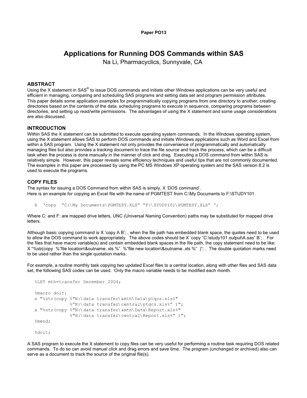 Applications on Running Dos Commands Within