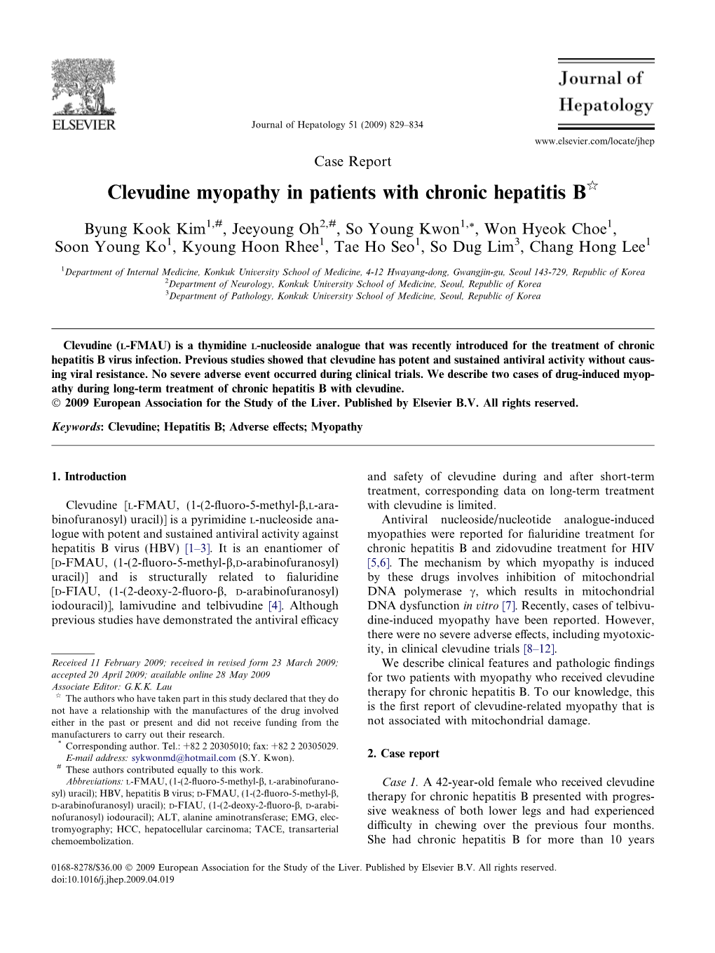 Clevudine Myopathy in Patients with Chronic Hepatitis Bq