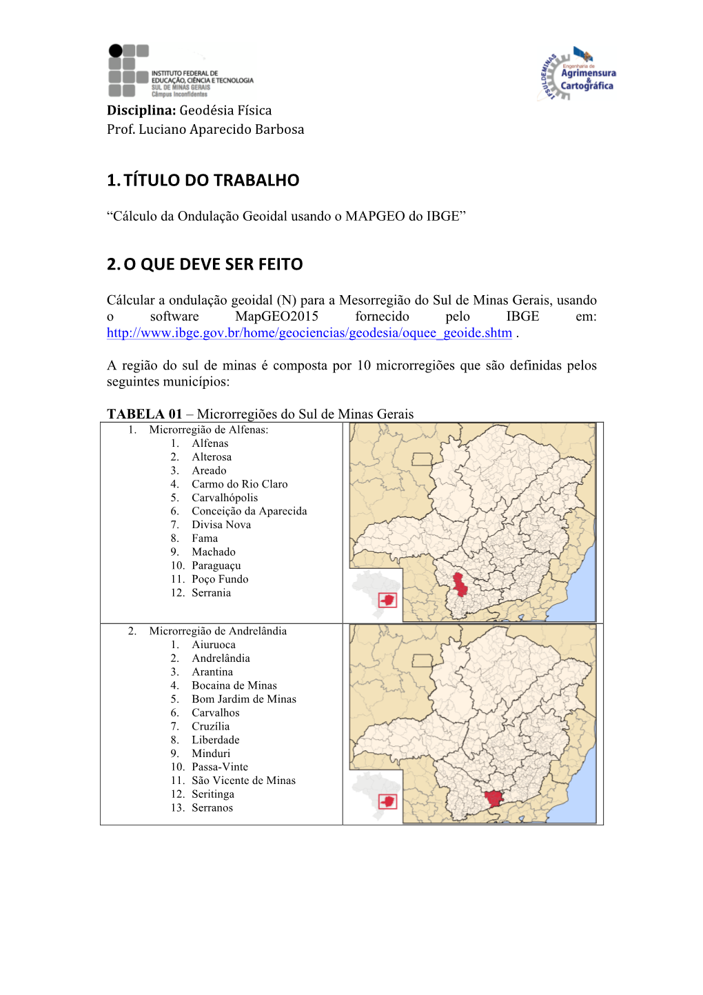 1. Título Do Trabalho 2. O Que Deve Ser Feito