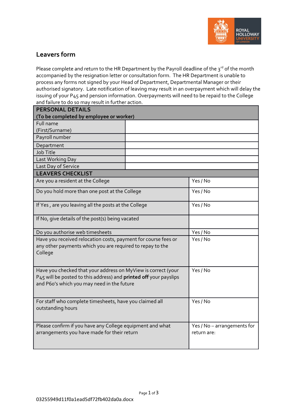 This Form Should Now Be Sent to Your Human Resources Assistant