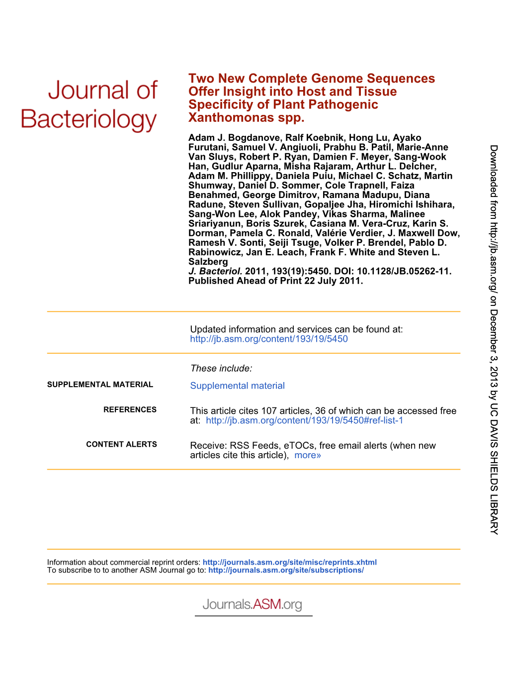 Xanthomonas Spp. Specificity of Plant Pathogenic Offer Insight Into Host