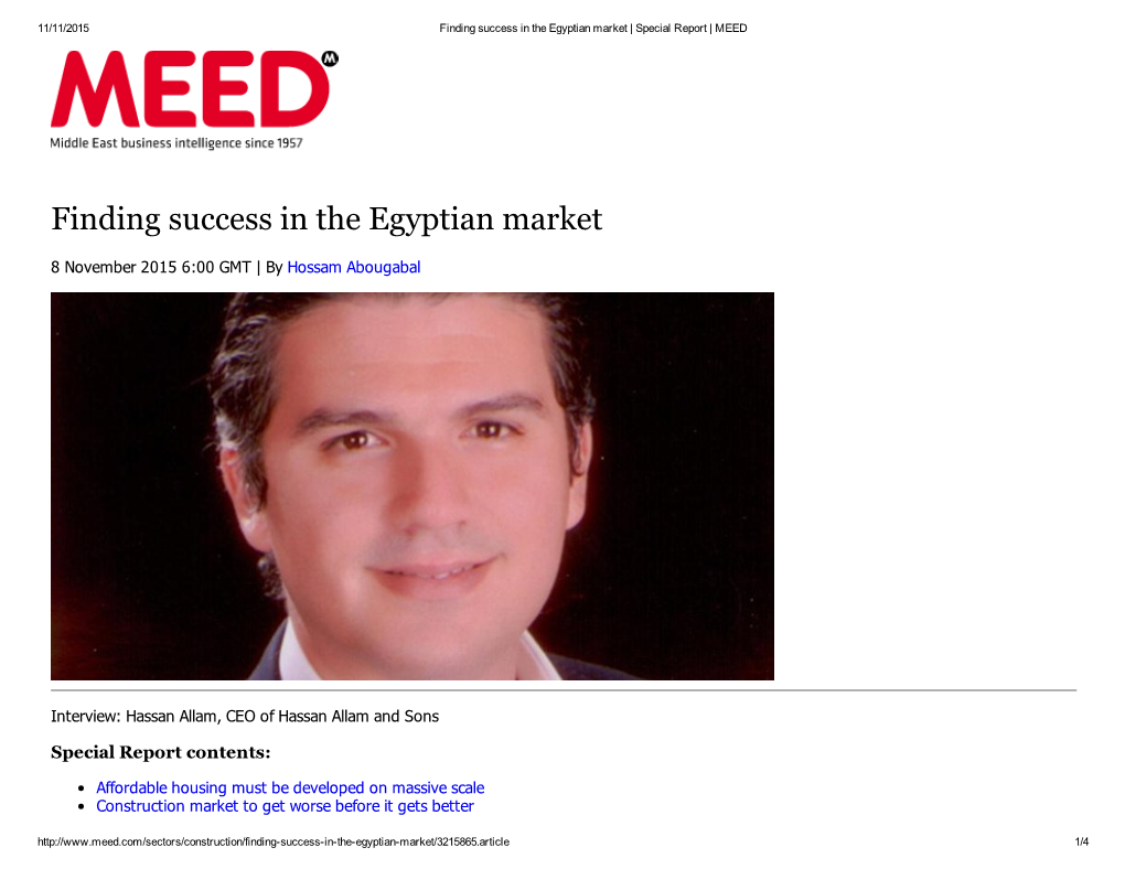Finding Success in the Egyptian Market. Special Report