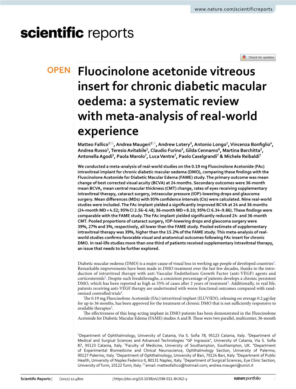 Fluocinolone Acetonide Vitreous Insert for Chronic Diabetic Macular Oedema