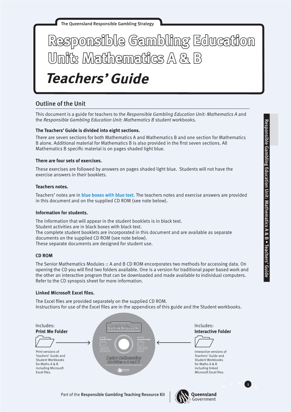 Responsible Gambling Education Unit: Mathematics a & B