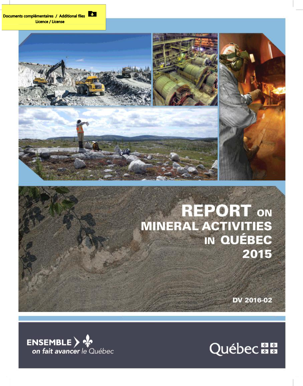 Report on Mineral Activities in Québec 2015 (DV2016-02)