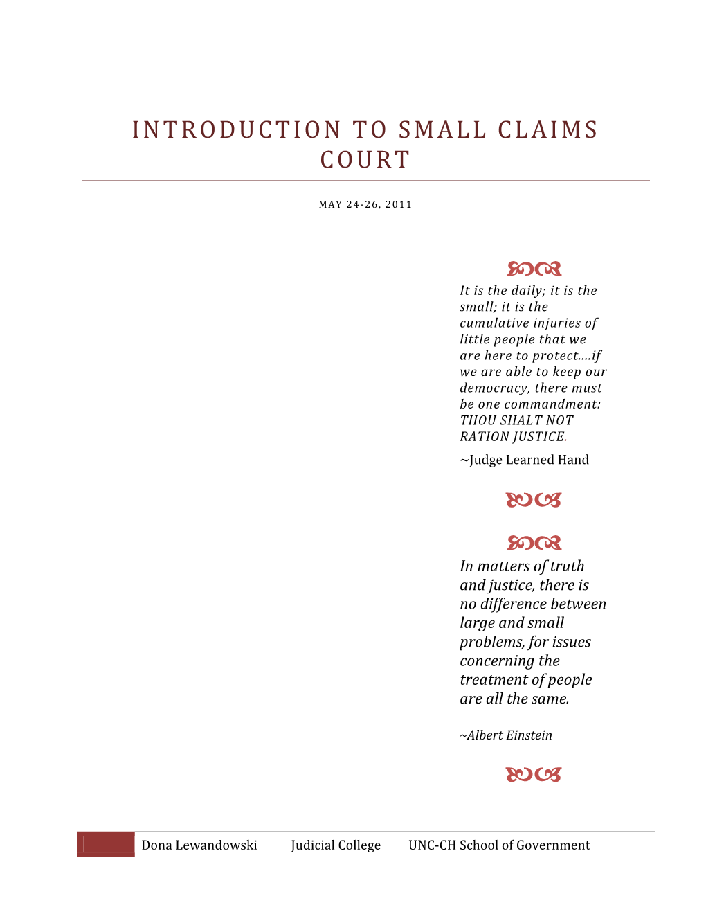 Ntroduction to Small Claims Court