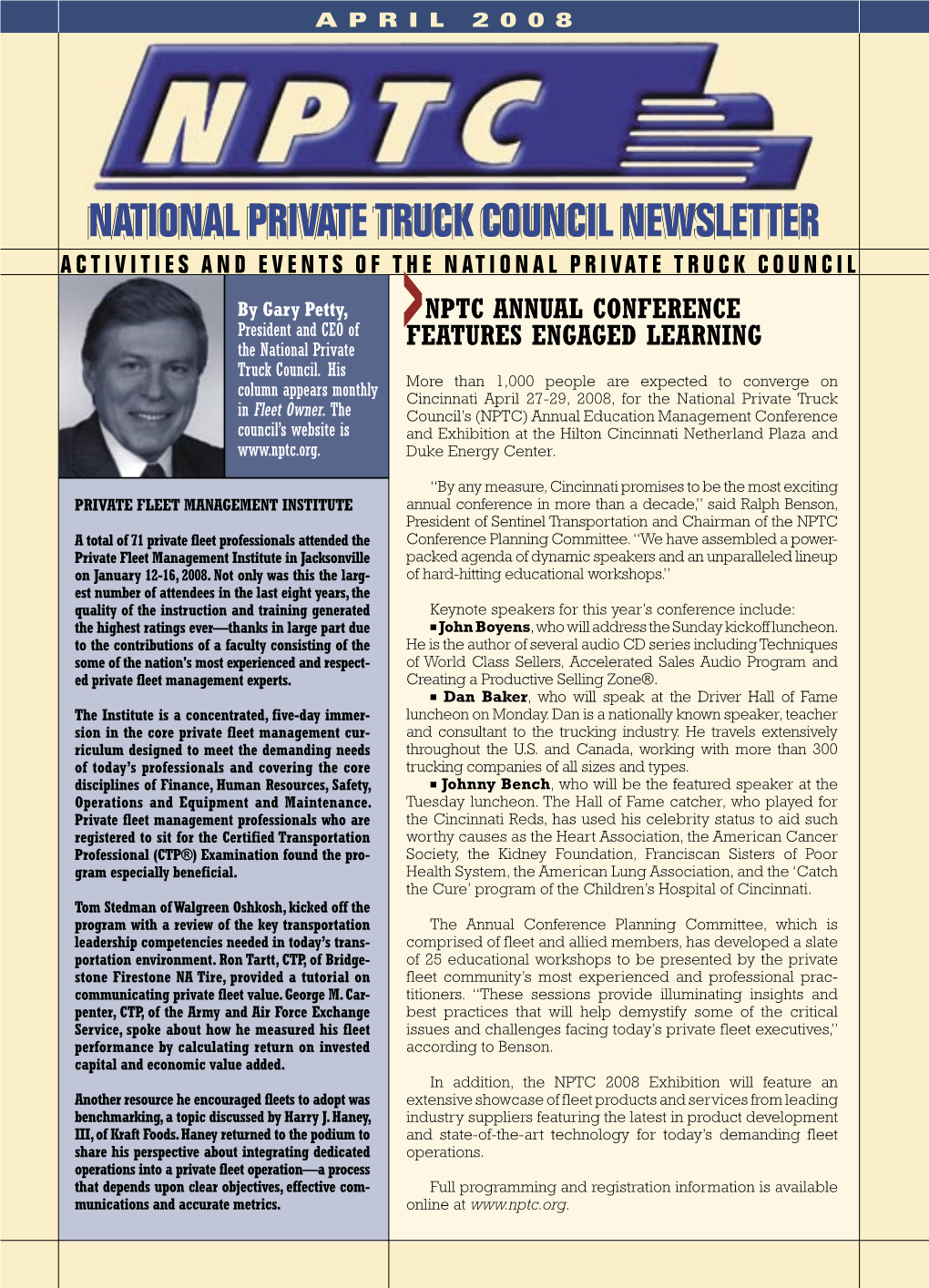 National Private Truck Council Newsletter