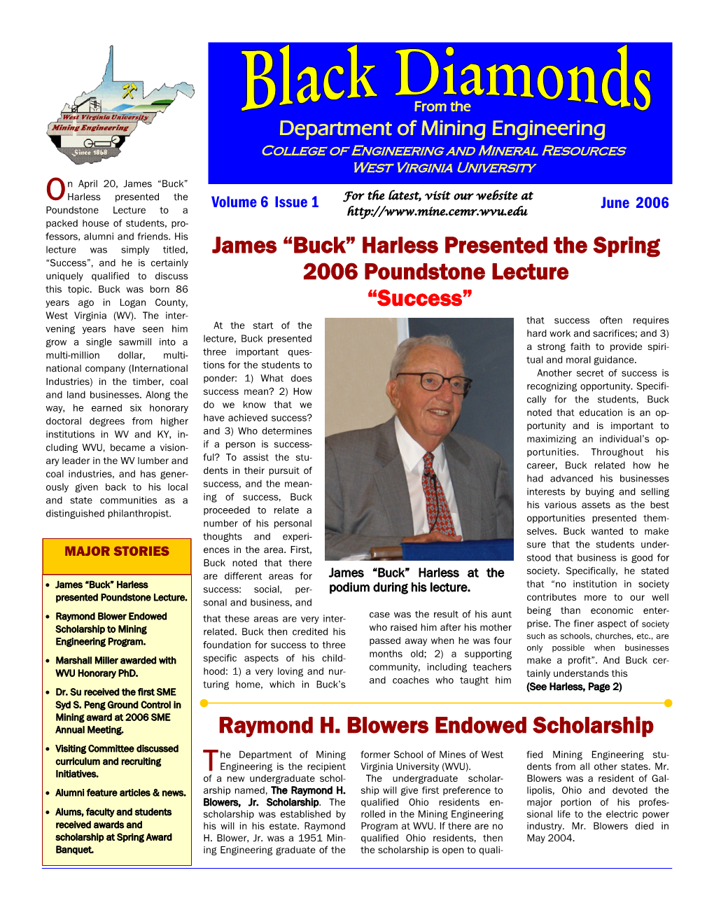 James “Buck” Harless Presented the Spring 2006 Poundstone Lecture