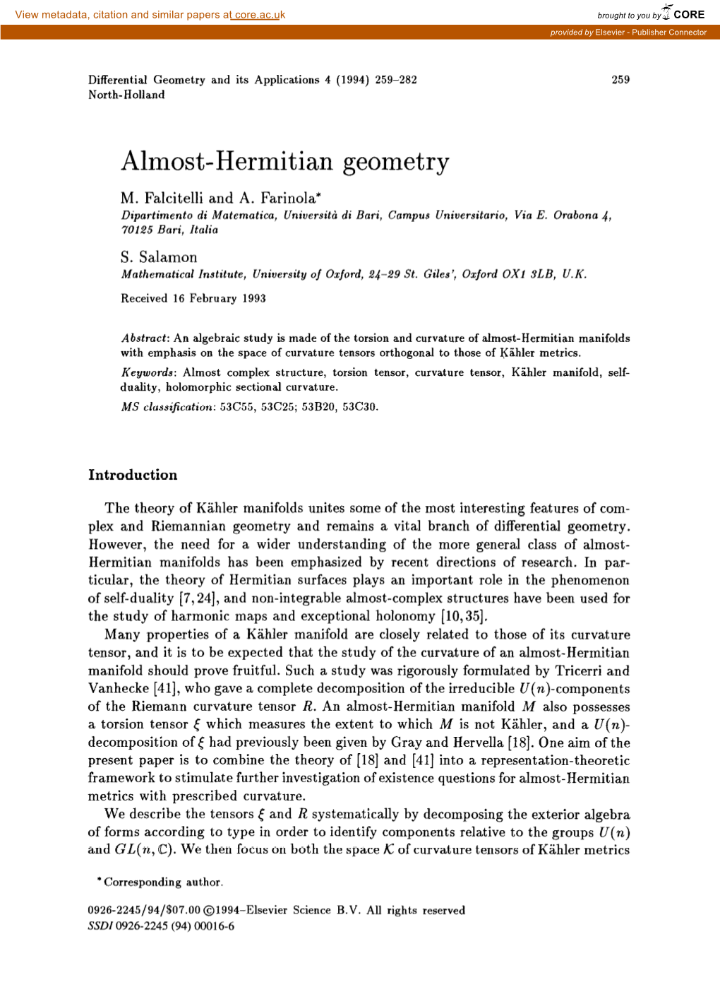 Almost-Hermitian Geometry