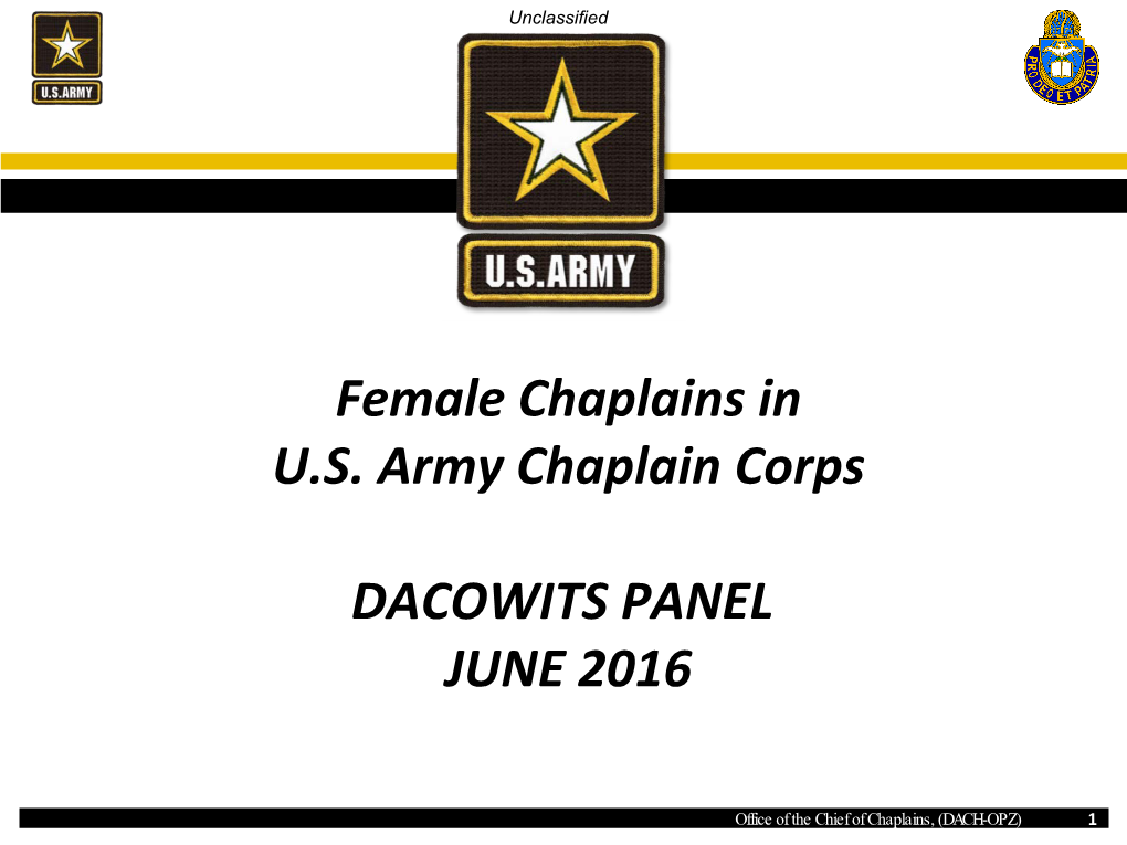 Female Chaplains in U.S. Army Chaplain Corps DACOWITS