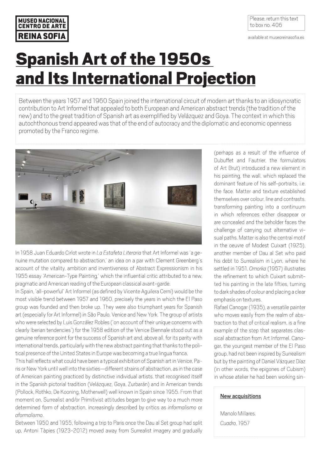 Spanish Art of the 1950S and Its International Projection