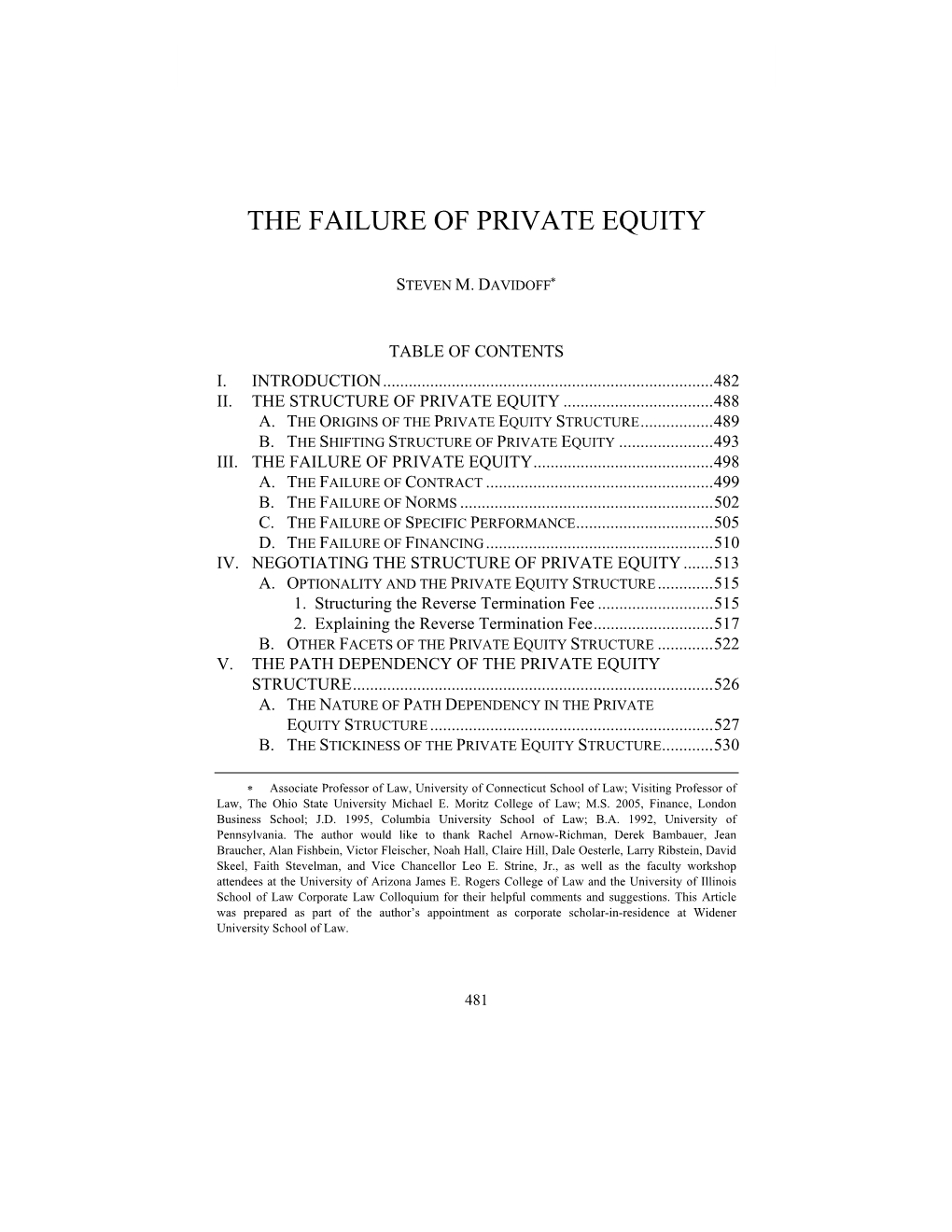 The Failure of Private Equity